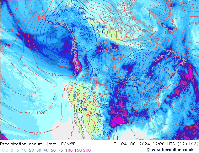 Precipitation accum. ECMWF Tu 04.06.2024 12 UTC