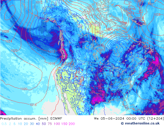 Precipitation accum. ECMWF ср 05.06.2024 00 UTC