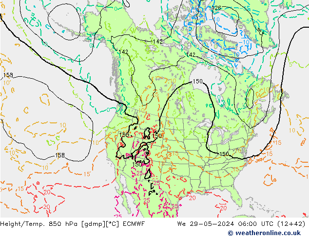 Z500/Yağmur (+YB)/Z850 ECMWF Çar 29.05.2024 06 UTC