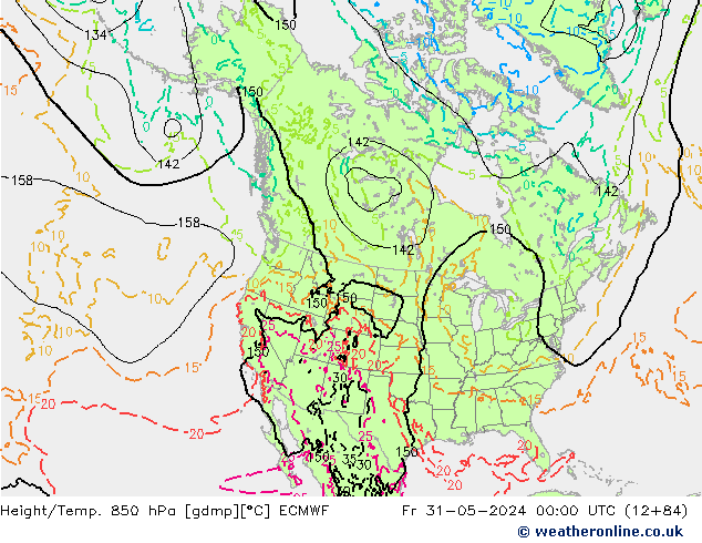 Z500/Regen(+SLP)/Z850 ECMWF vr 31.05.2024 00 UTC