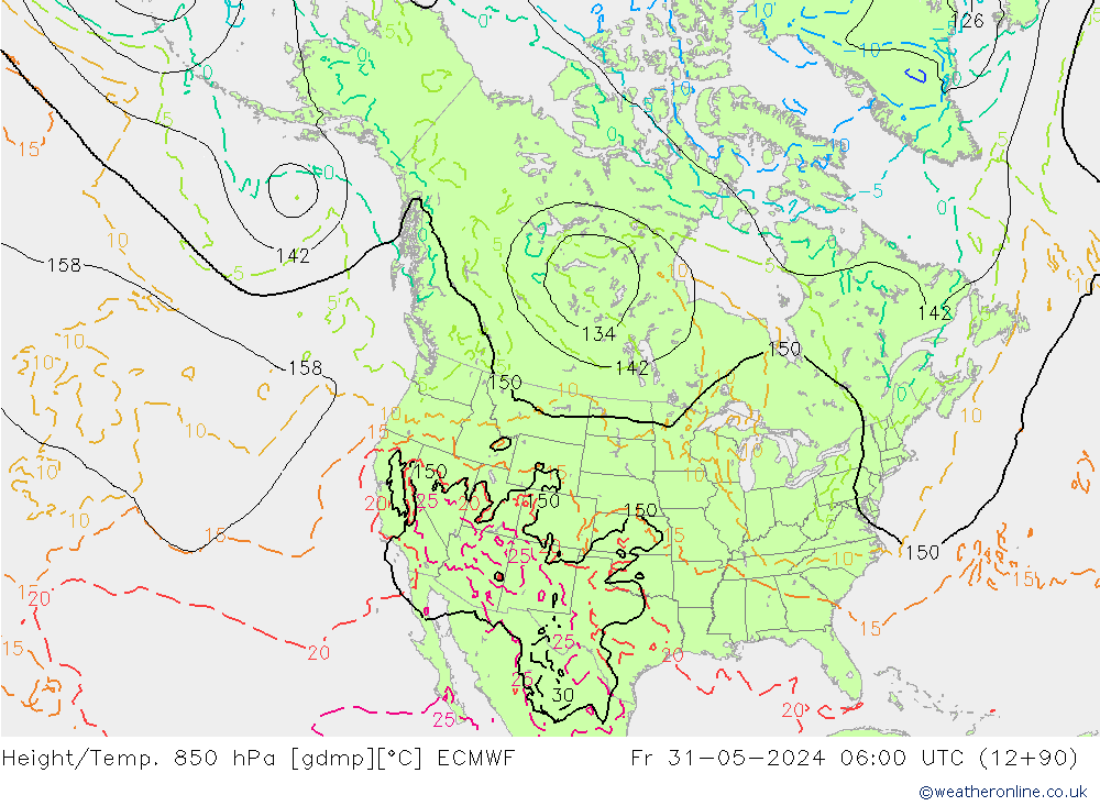 Z500/Rain (+SLP)/Z850 ECMWF Fr 31.05.2024 06 UTC