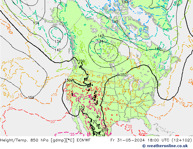 Z500/Rain (+SLP)/Z850 ECMWF Fr 31.05.2024 18 UTC