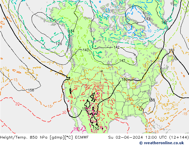 Z500/Rain (+SLP)/Z850 ECMWF Dom 02.06.2024 12 UTC