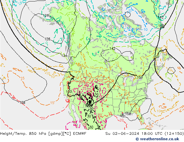 Z500/Rain (+SLP)/Z850 ECMWF dom 02.06.2024 18 UTC