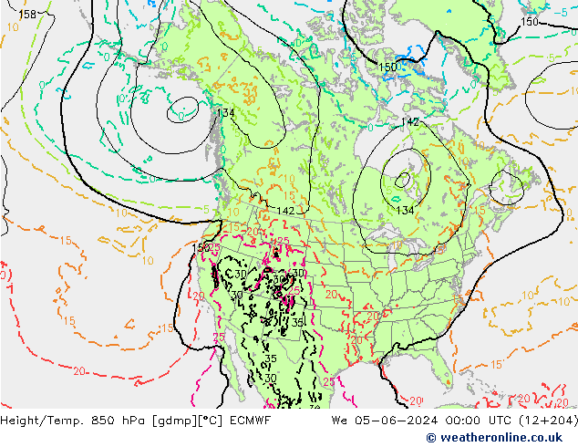 Z500/Rain (+SLP)/Z850 ECMWF St 05.06.2024 00 UTC