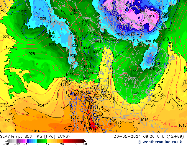 SLP/Temp. 850 hPa ECMWF jue 30.05.2024 09 UTC