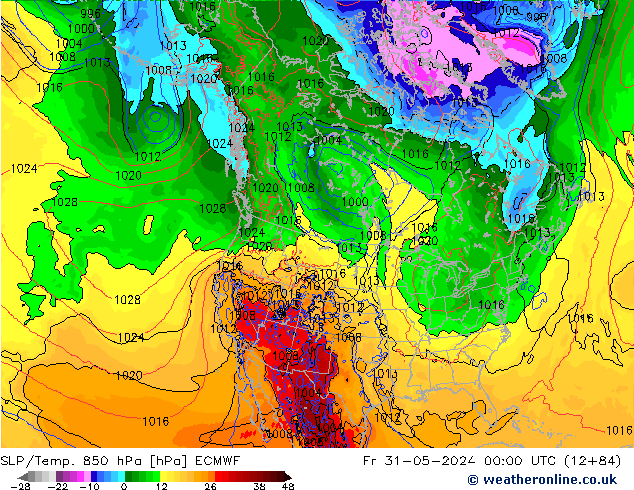 SLP/Temp. 850 hPa ECMWF Fr 31.05.2024 00 UTC