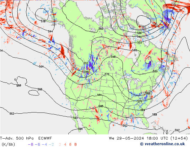 T-Adv. 500 hPa ECMWF Mi 29.05.2024 18 UTC