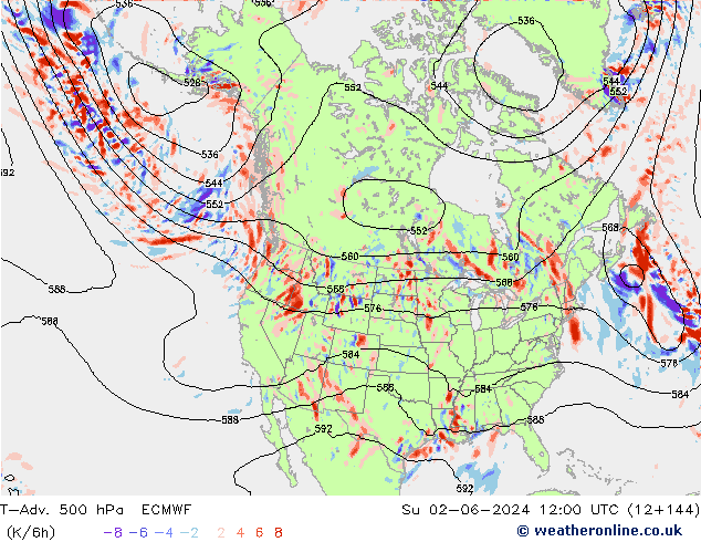 T-Adv. 500 hPa ECMWF Su 02.06.2024 12 UTC