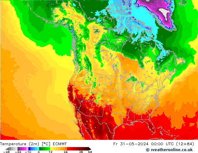 Temperatura (2m) ECMWF ven 31.05.2024 00 UTC