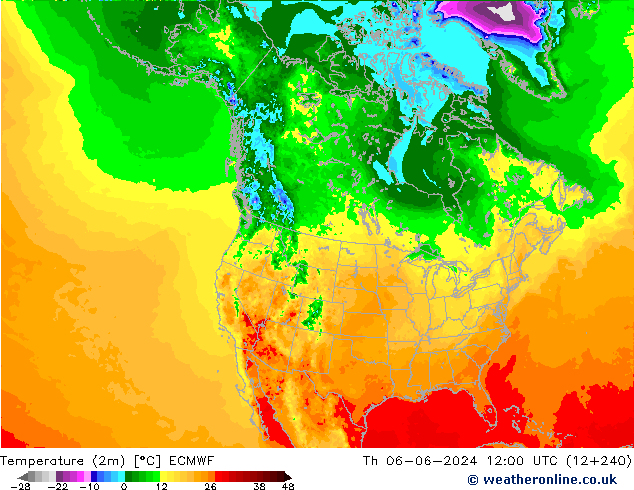 Temperaturkarte (2m) ECMWF Do 06.06.2024 12 UTC