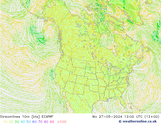 Stroomlijn 10m ECMWF ma 27.05.2024 12 UTC