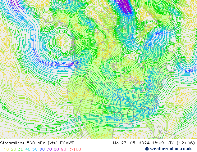 ветер 500 гПа ECMWF пн 27.05.2024 18 UTC