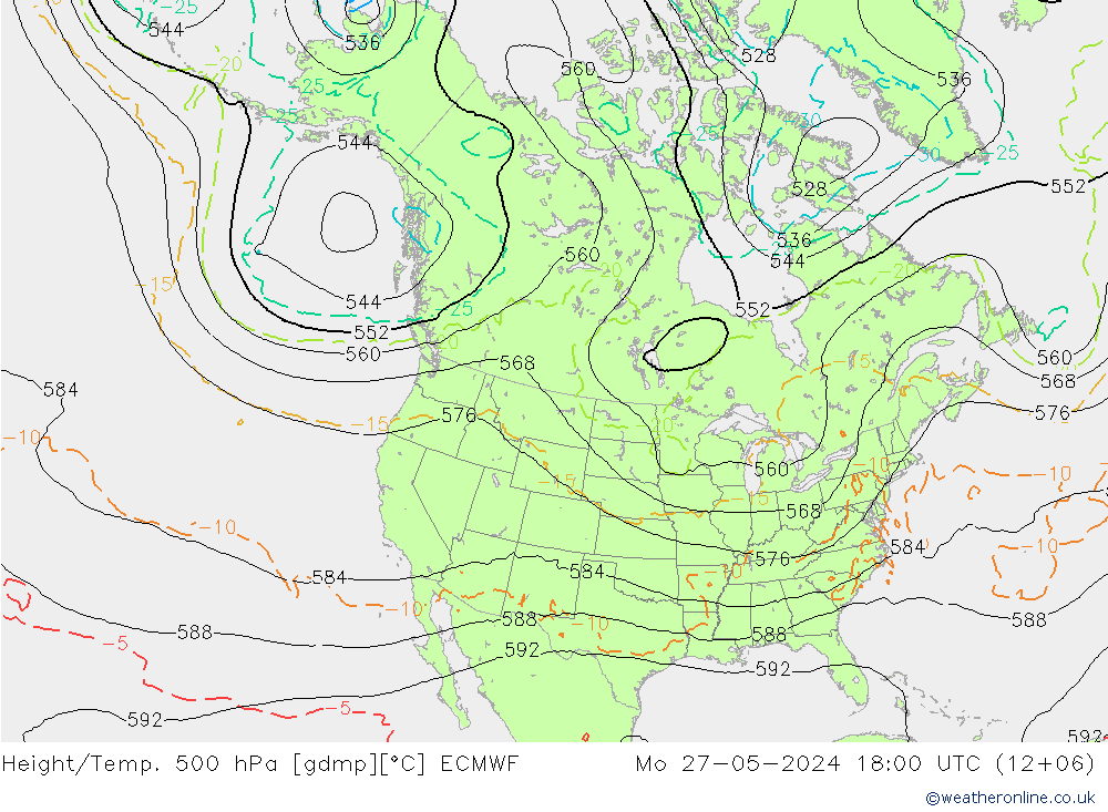 Z500/Rain (+SLP)/Z850 ECMWF Mo 27.05.2024 18 UTC