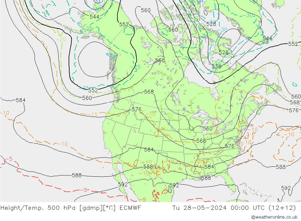 Z500/Rain (+SLP)/Z850 ECMWF Tu 28.05.2024 00 UTC