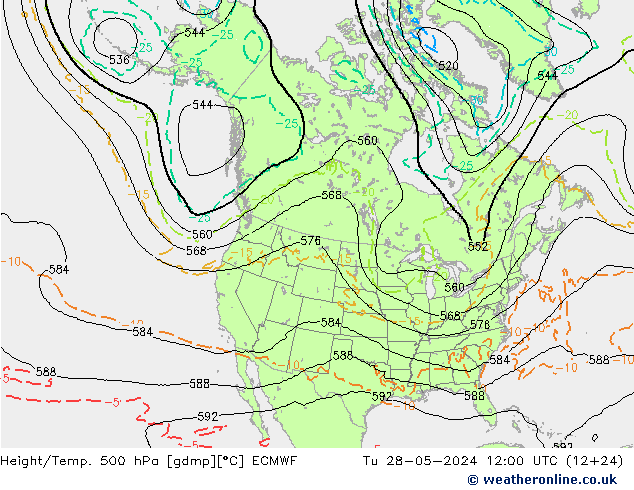 Z500/Regen(+SLP)/Z850 ECMWF di 28.05.2024 12 UTC