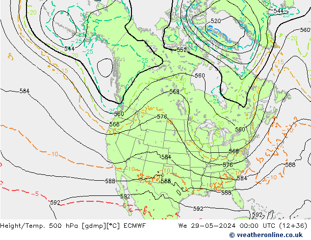 Z500/Rain (+SLP)/Z850 ECMWF St 29.05.2024 00 UTC