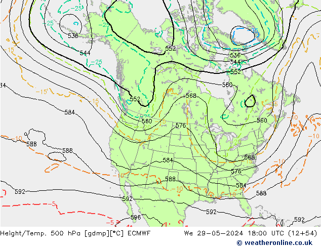 Z500/Rain (+SLP)/Z850 ECMWF Mi 29.05.2024 18 UTC