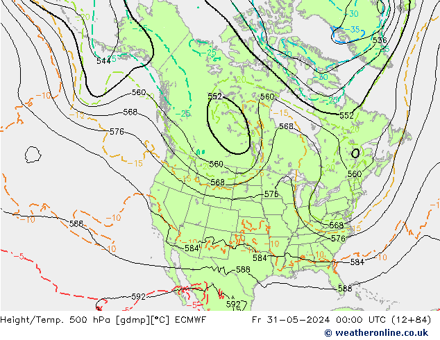 Z500/Regen(+SLP)/Z850 ECMWF vr 31.05.2024 00 UTC