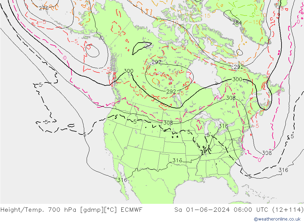 Height/Temp. 700 hPa ECMWF sab 01.06.2024 06 UTC