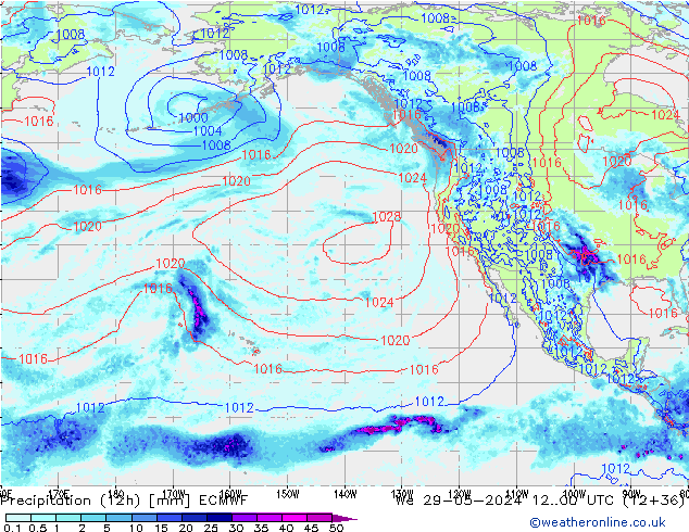 Precipitation (12h) ECMWF St 29.05.2024 00 UTC