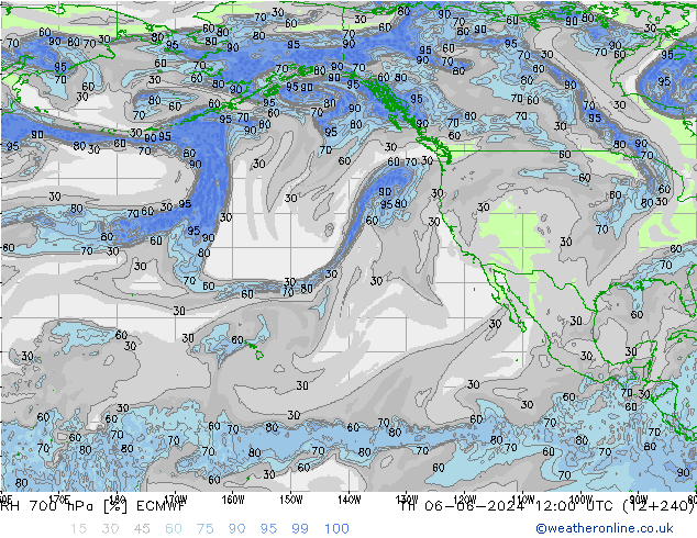 RH 700 hPa ECMWF Qui 06.06.2024 12 UTC