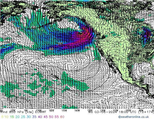 Vent 850 hPa ECMWF lun 03.06.2024 18 UTC