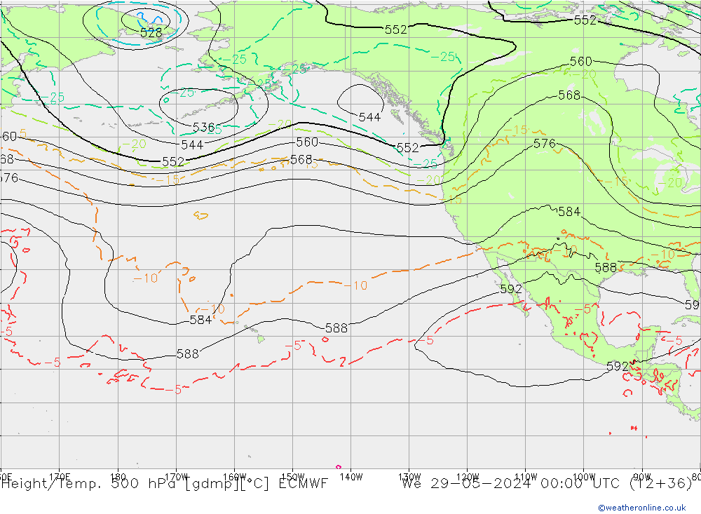 Z500/Rain (+SLP)/Z850 ECMWF We 29.05.2024 00 UTC