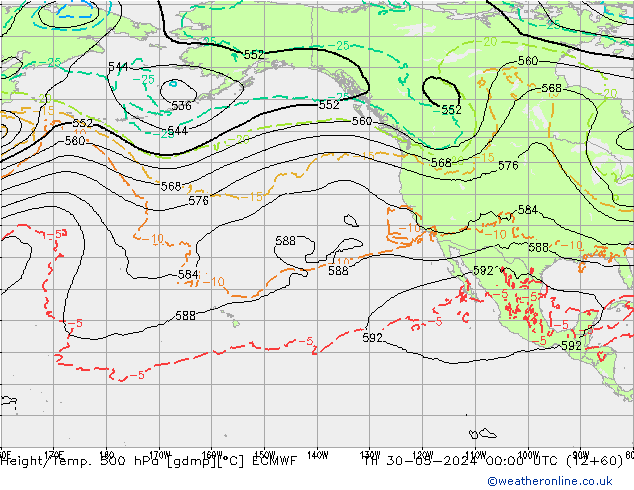 Z500/Rain (+SLP)/Z850 ECMWF Th 30.05.2024 00 UTC