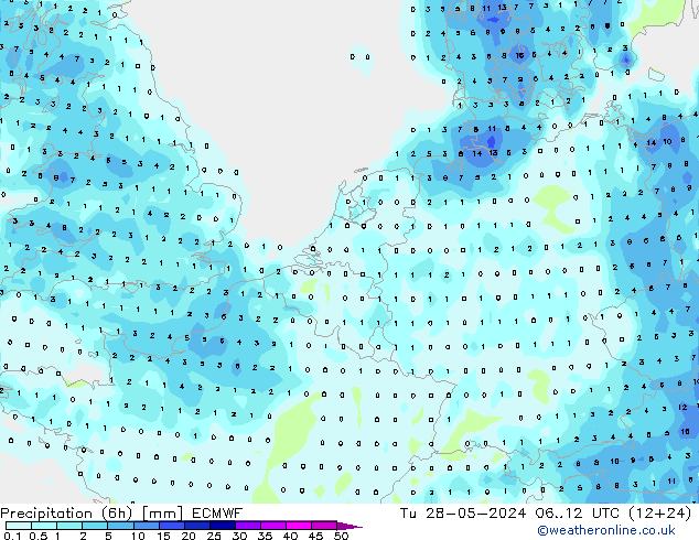 Z500/Yağmur (+YB)/Z850 ECMWF Sa 28.05.2024 12 UTC