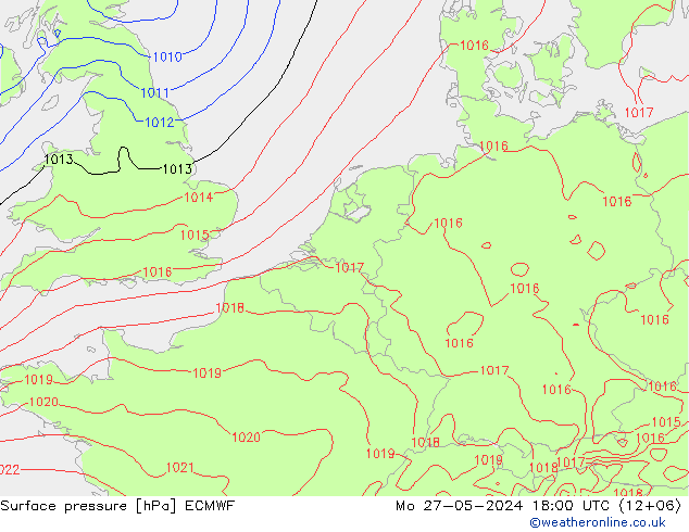 ciśnienie ECMWF pon. 27.05.2024 18 UTC