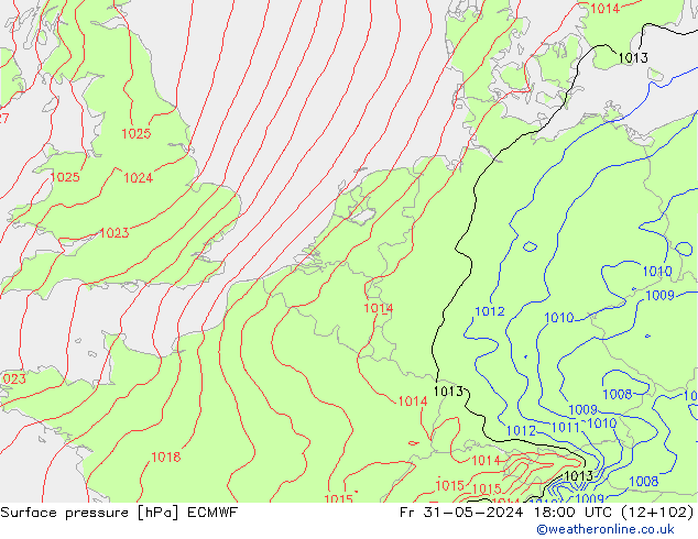 Bodendruck ECMWF Fr 31.05.2024 18 UTC