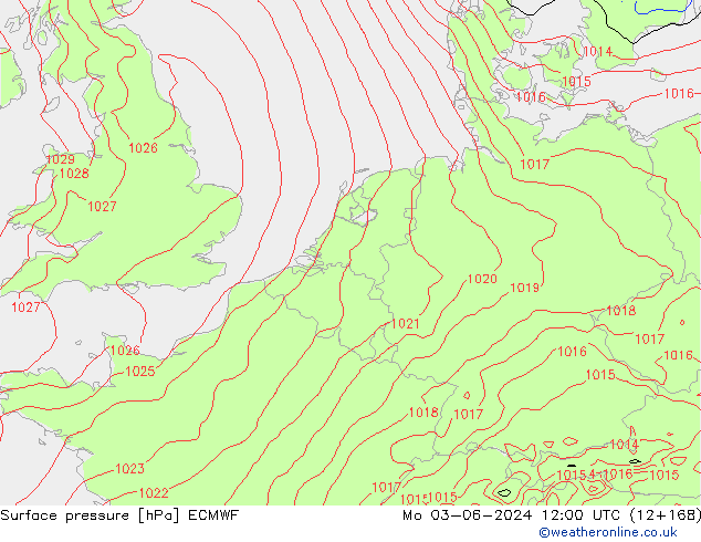 Bodendruck ECMWF Mo 03.06.2024 12 UTC