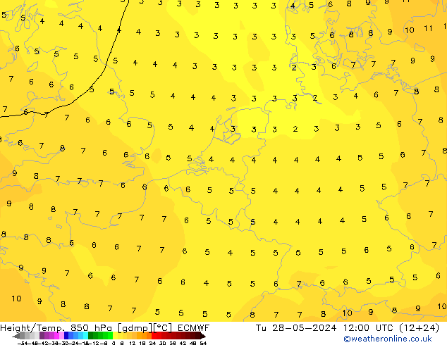 Z500/Yağmur (+YB)/Z850 ECMWF Sa 28.05.2024 12 UTC