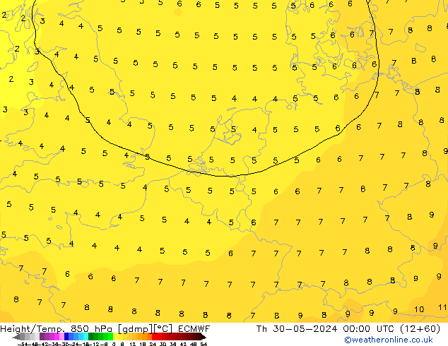 Z500/Rain (+SLP)/Z850 ECMWF Th 30.05.2024 00 UTC