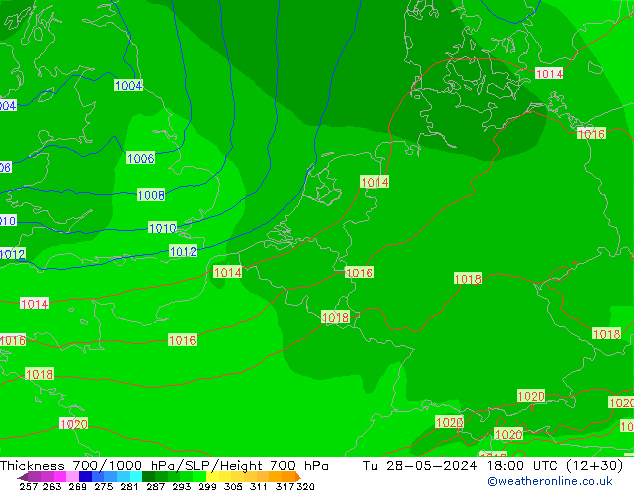 Thck 700-1000 hPa ECMWF mar 28.05.2024 18 UTC