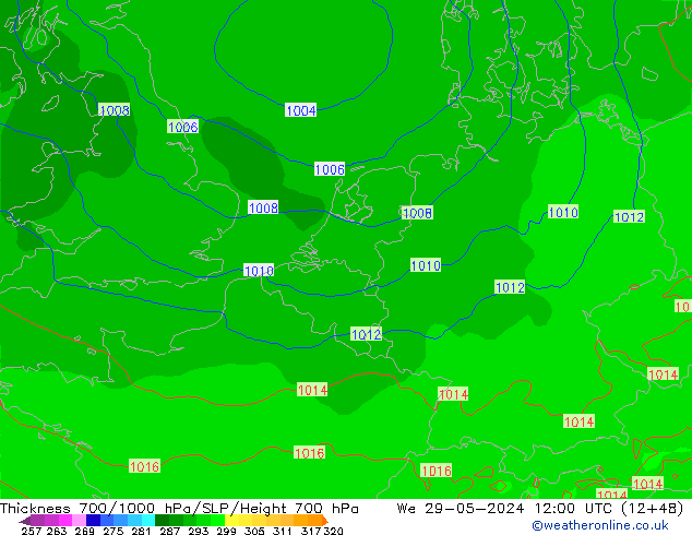 700-1000 hPa Kalınlığı ECMWF Çar 29.05.2024 12 UTC