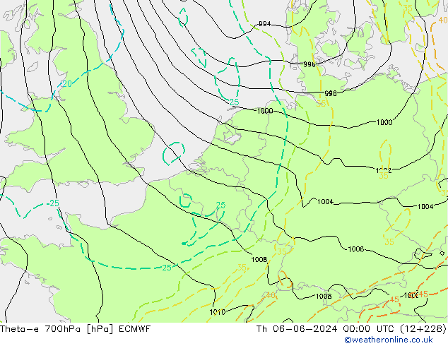 Theta-e 700hPa ECMWF do 06.06.2024 00 UTC