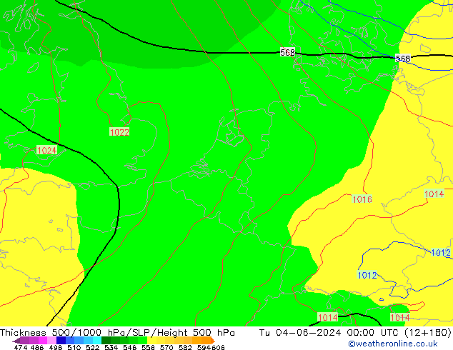 Thck 500-1000hPa ECMWF Tu 04.06.2024 00 UTC