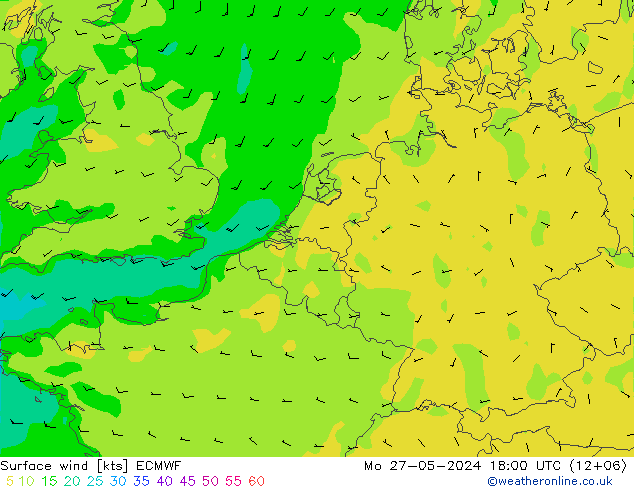 Viento 10 m ECMWF lun 27.05.2024 18 UTC