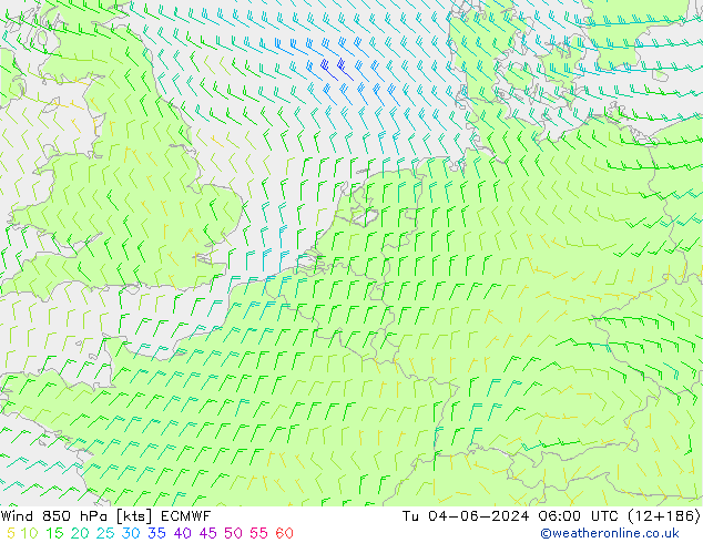 Wind 850 hPa ECMWF di 04.06.2024 06 UTC