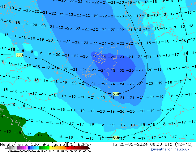 Z500/Rain (+SLP)/Z850 ECMWF Tu 28.05.2024 06 UTC