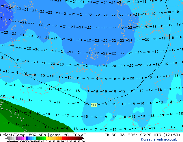 Z500/Rain (+SLP)/Z850 ECMWF Th 30.05.2024 00 UTC