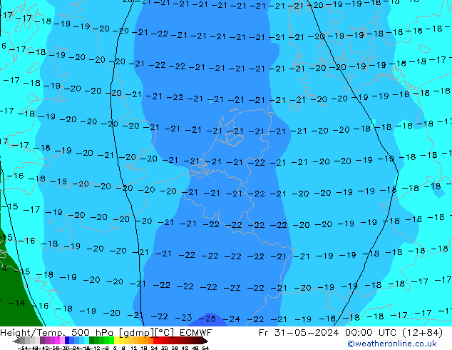 Height/Temp. 500 hPa ECMWF Fr 31.05.2024 00 UTC