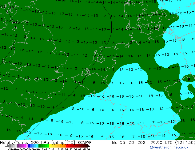 Height/Temp. 500 hPa ECMWF Po 03.06.2024 00 UTC