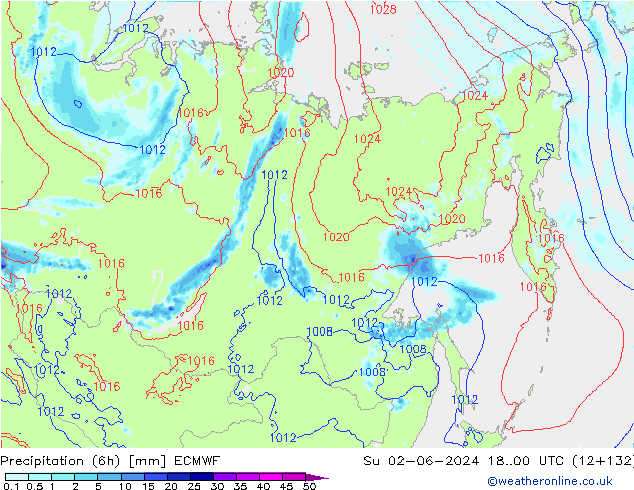 Z500/Rain (+SLP)/Z850 ECMWF Dom 02.06.2024 00 UTC