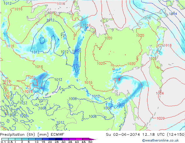 Precipitación (6h) ECMWF dom 02.06.2024 18 UTC
