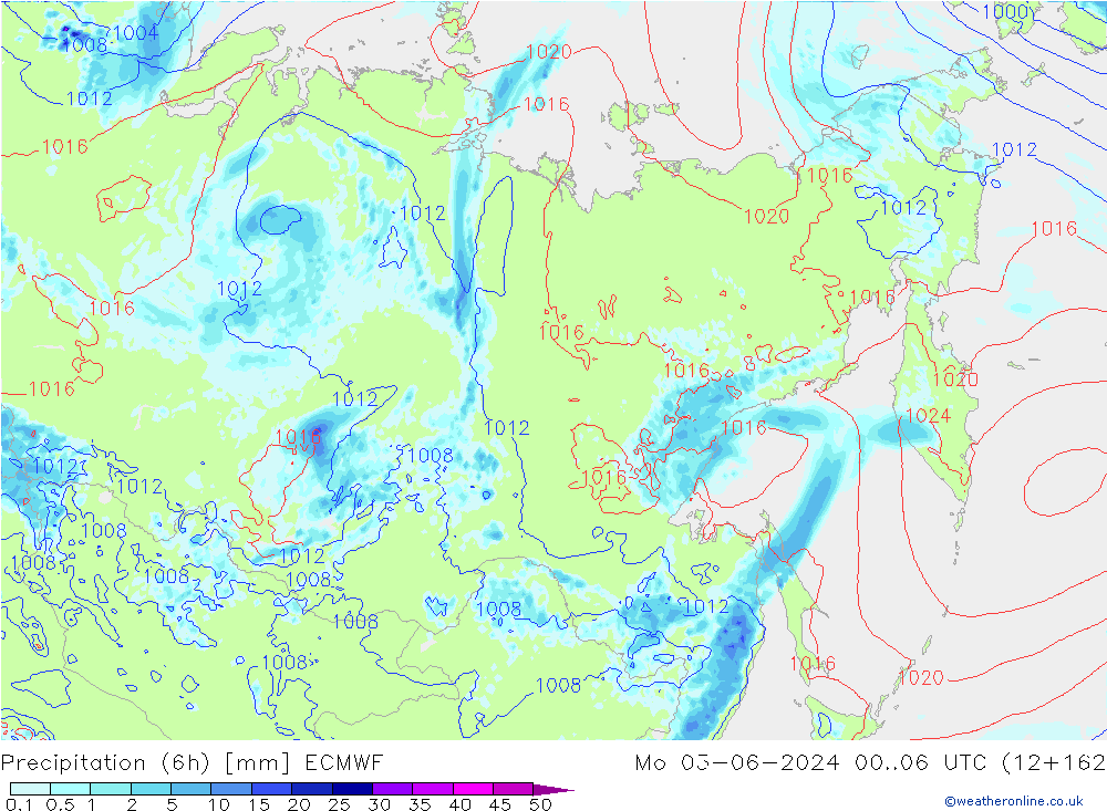 Yağış (6h) ECMWF Pzt 03.06.2024 06 UTC