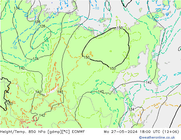 Z500/Rain (+SLP)/Z850 ECMWF Mo 27.05.2024 18 UTC