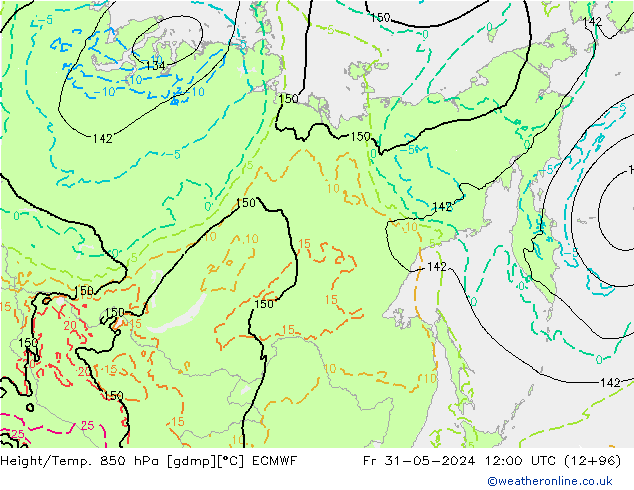 Z500/Rain (+SLP)/Z850 ECMWF ven 31.05.2024 12 UTC